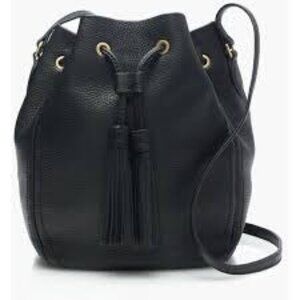 J. Crew Black Leather Bucket Bag0